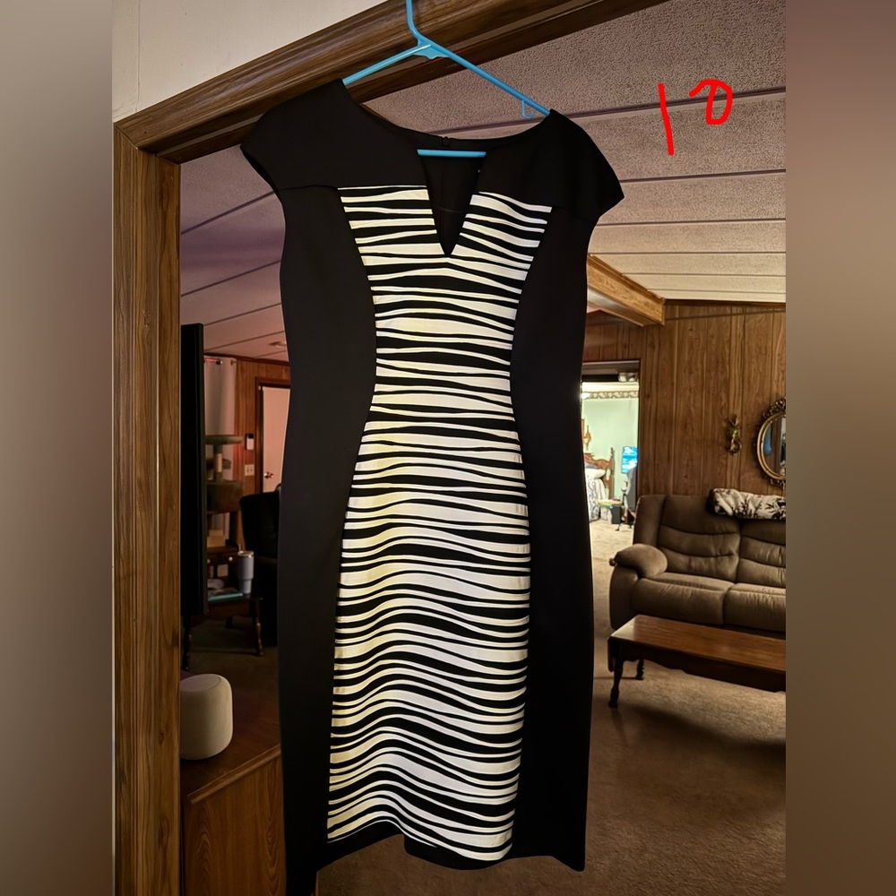 Elegant Black and White Striped Dress
